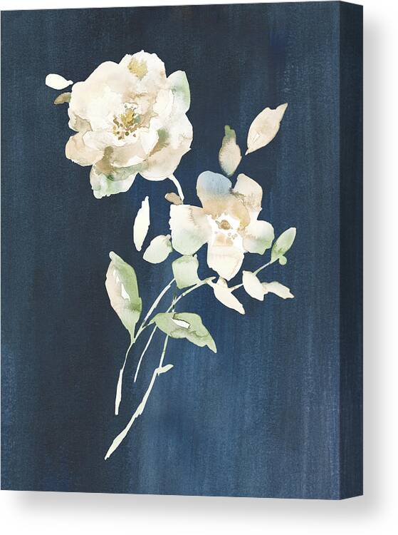 Blue Canvas Print featuring the painting White Florals Of Summer Iv by Danhui Nai