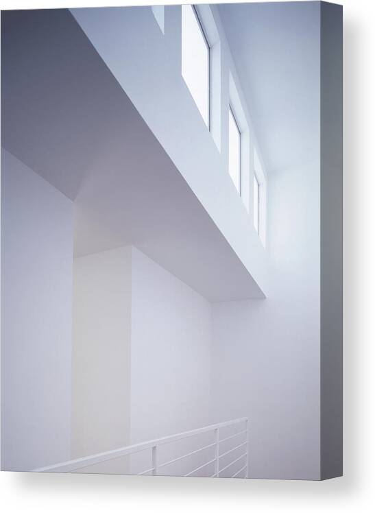 Empty Canvas Print featuring the photograph White Interior With Windows by Kjohansen