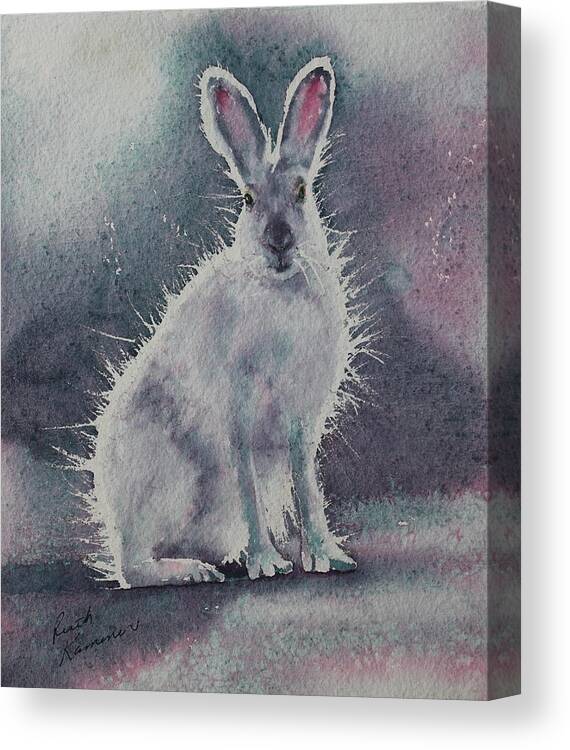 Snowshoe Hare Canvas Print featuring the painting White Rabbit by Ruth Kamenev