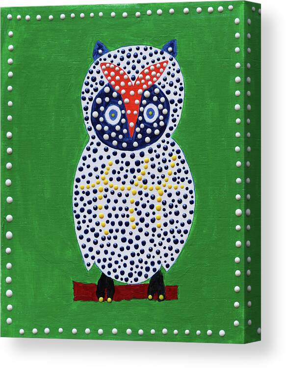Owl Canvas Print featuring the painting Who by Deborah Boyd
