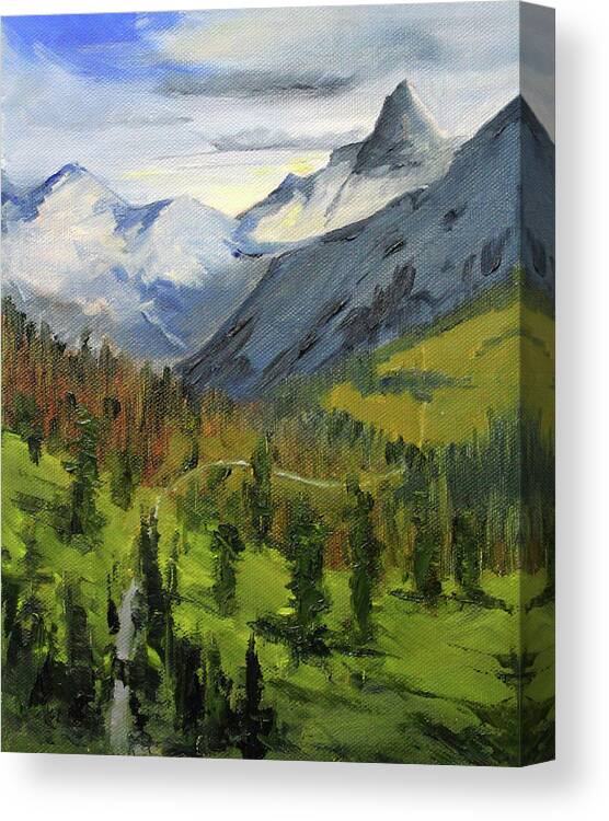 Wilderness Landscape Canvas Print featuring the painting Wilderness Adventure by Nancy Merkle