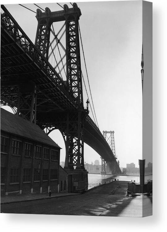 1950-1959 Canvas Print featuring the photograph Williamsburg Bridge by Frederic Lewis