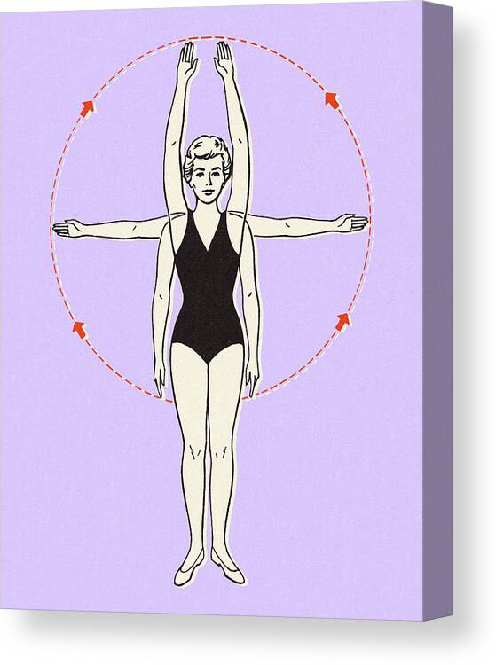 Action Canvas Print featuring the drawing Woman Swinging Her Arms by CSA Images