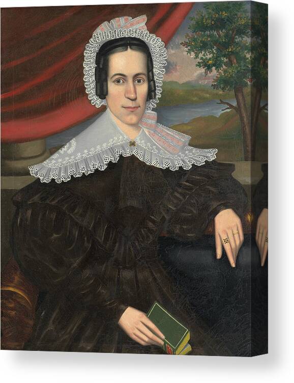 19th Century Art Canvas Print featuring the painting Woman with a Green Book by Erastus Salisbury Field
