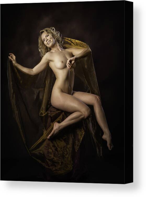 Fine Art Nude Canvas Print featuring the photograph Wrapped In Gold by Ross Oscar
