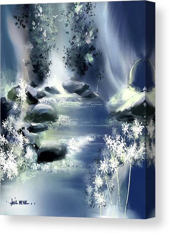 Nature Canvas Print featuring the digital art Blue Dream #1 by Anil Nene