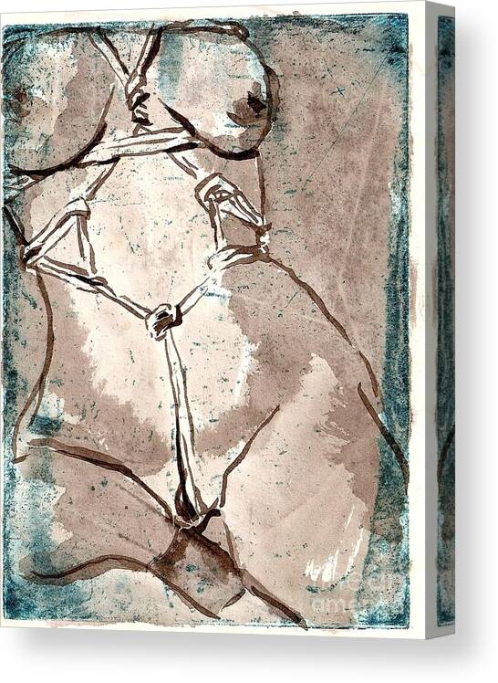 Nude Canvas Print featuring the drawing Bound by M Bellavia