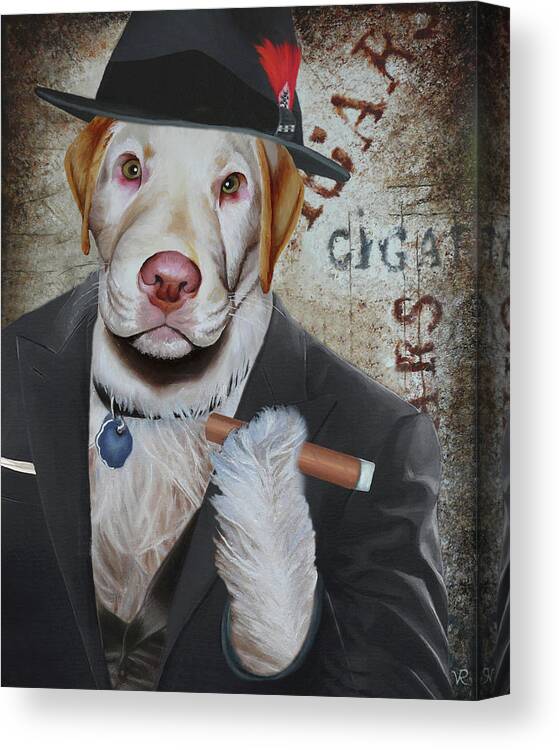 Cigar Canvas Print featuring the painting Cigar Dallas Dog by Vic Ritchey