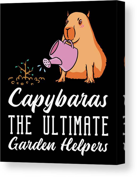 Gardening Canvas Print featuring the digital art Gardening Capybara Garden Planting Gardener #1 by Toms Tee Store