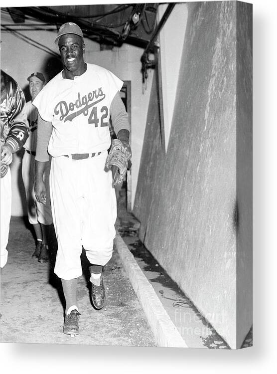 1950-1959 Canvas Print featuring the photograph Jackie Robinson by Kidwiler Collection
