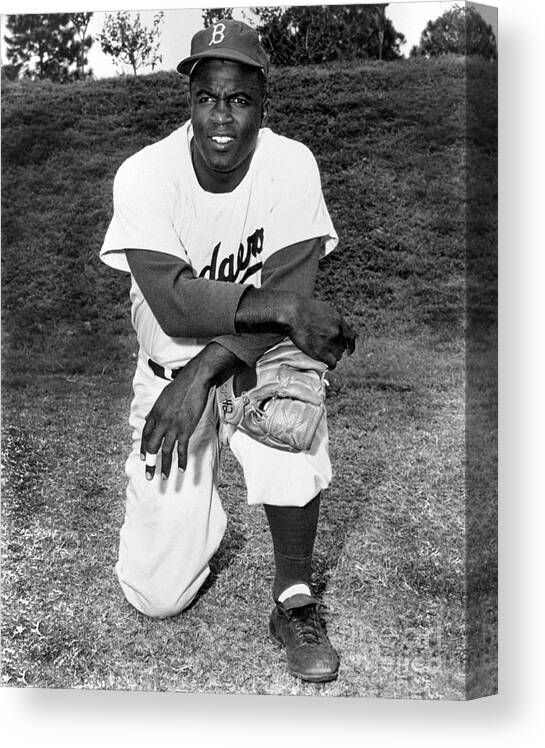 People Canvas Print featuring the photograph Jackie Robinson by National Baseball Hall Of Fame Library