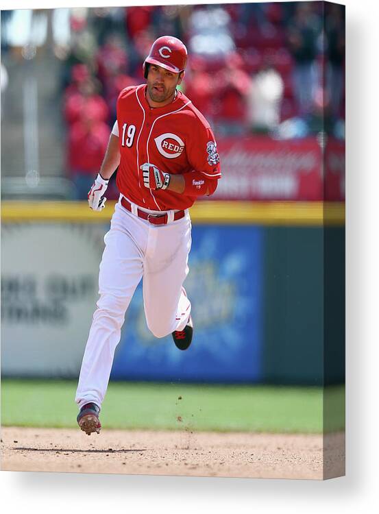 Great American Ball Park Canvas Print featuring the photograph Joey Votto #1 by Andy Lyons