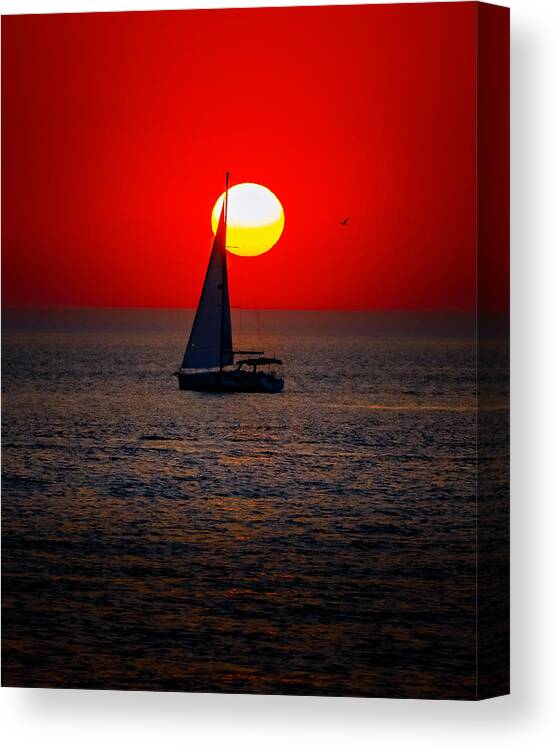 Sunset Canvas Print featuring the photograph Lake Michigan #1 by Brian Venghous
