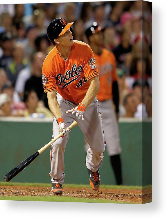 American League Baseball Canvas Print featuring the photograph Nick Hundley by Jim Rogash