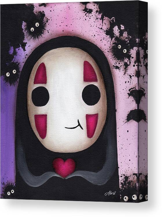 No Face Canvas Print featuring the painting No Face with a heart by Abril Andrade