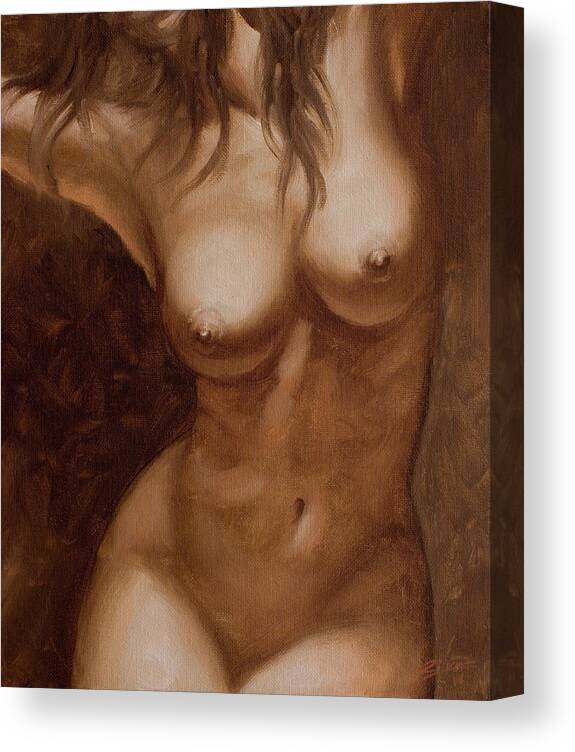 Sensual Canvas Print featuring the painting Nude Study #1 by John Silver
