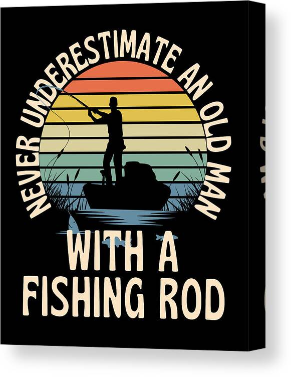 Old Man With A Fishing Rod #1 Canvas Print