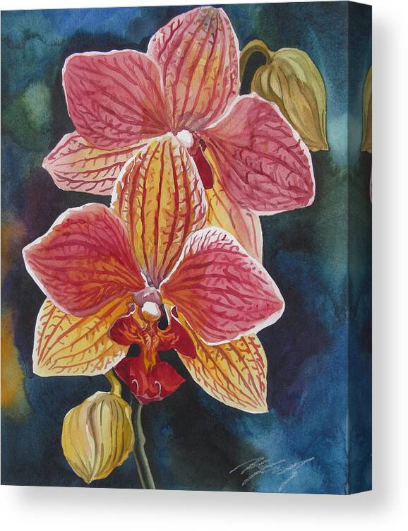 Flower Canvas Print featuring the painting Orchids in pink #1 by Alfred Ng