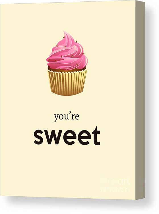 Text Canvas Print featuring the digital art Pink Cupcake Quote #1 by Madame Memento