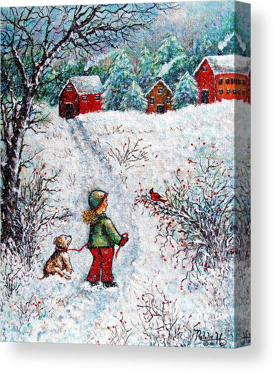 Winter Canvas Print featuring the painting Pleasant Meeting by Natalie Holland