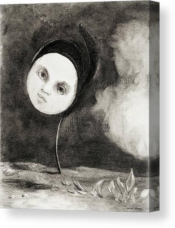 Noirs Canvas Print featuring the painting Strange Flower Little Sister of the Poor #2 by Odilon Redon