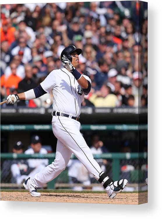 American League Baseball Canvas Print featuring the photograph Victor Martinez by Leon Halip