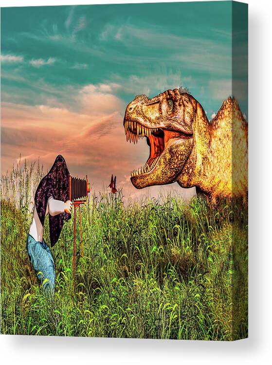 Dinosaur Canvas Print featuring the photograph Wildlife Photographer by Bob Orsillo