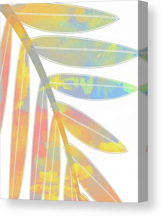 Palm Leaf Canvas Print featuring the digital art Boho Pastel Palm Leaf Abstract #11 by Bob Pardue