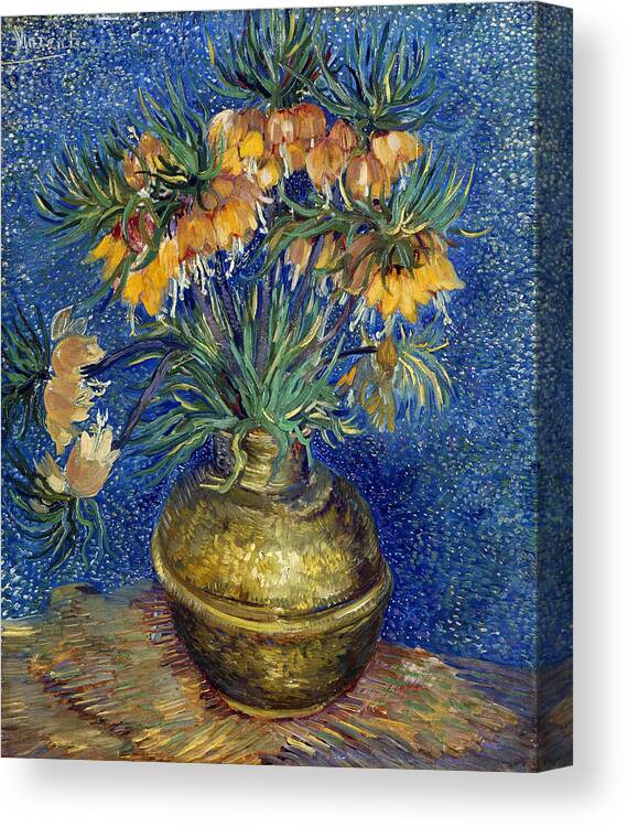 European Canvas Print featuring the painting Imperial Fritillaries in a Copper Vase #13 by Vincent van Gogh