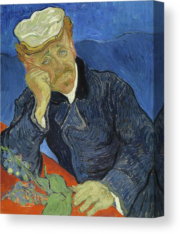 Vincent Van Gogh Canvas Print featuring the painting Dr Paul Gachet by Vincent Van Gogh