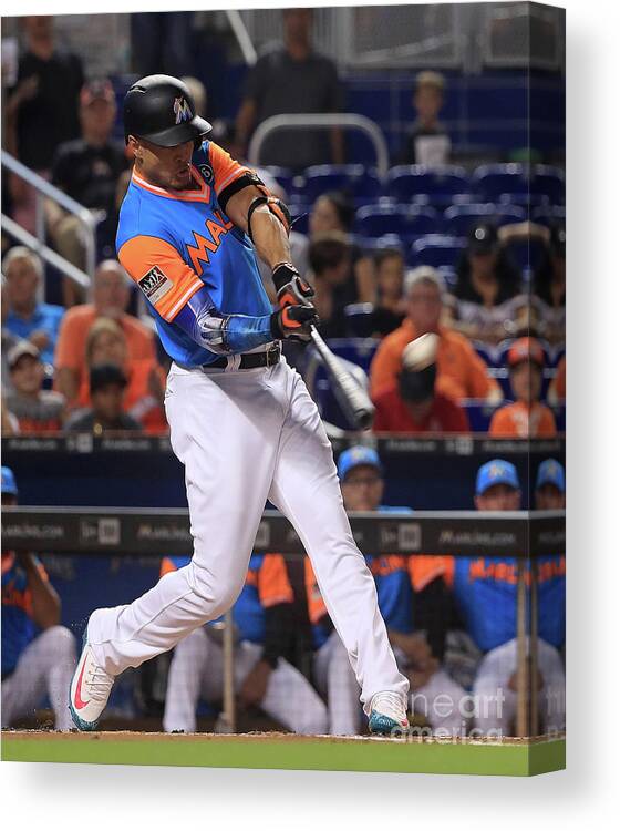 People Canvas Print featuring the photograph Giancarlo Stanton by Mike Ehrmann