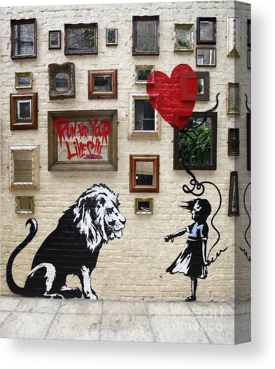 Banksy Canvas Print featuring the mixed media Untitled #14 by Banksy