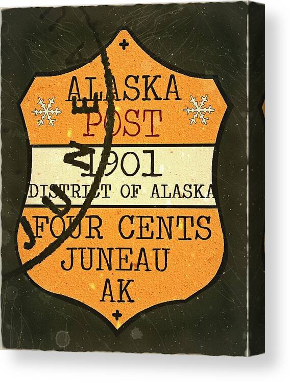 Dispatch Canvas Print featuring the digital art 1901 Union APO - Juneau Alaska - Local Mail Delivery - 4cts. Cantaloupe - Mail Art Post by Fred Larucci