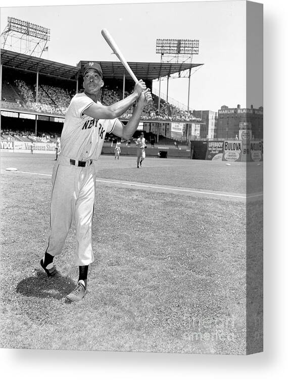 People Canvas Print featuring the photograph Monte Irvin by Kidwiler Collection