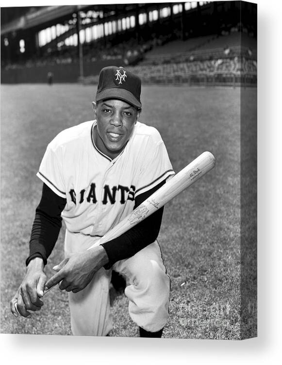 People Canvas Print featuring the photograph Willie Mays by Kidwiler Collection