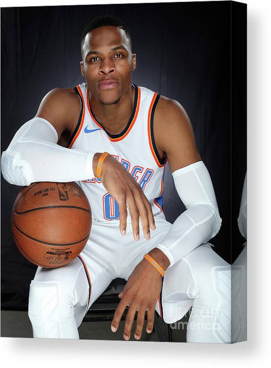 Media Day Canvas Print featuring the photograph Russell Westbrook by Layne Murdoch