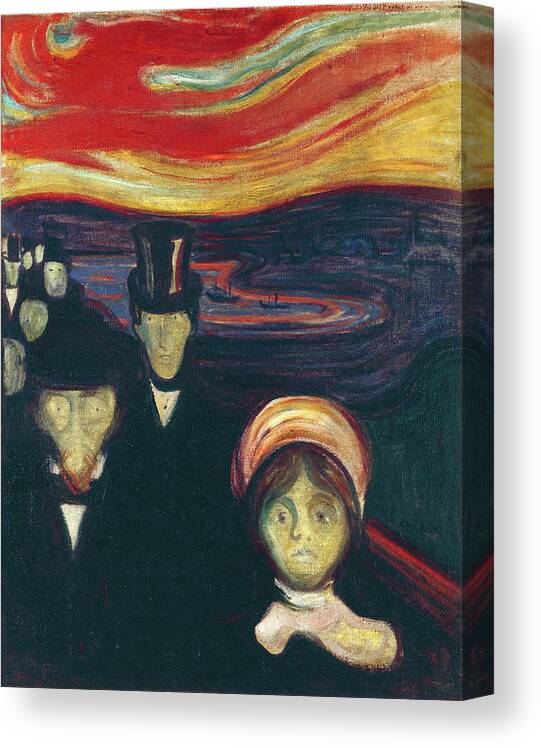 Anxiety Canvas Print featuring the painting Anxiety by Edvard Munch