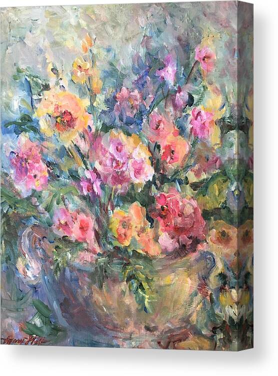 Floral Canvas Print featuring the painting Floral Painting #2 by Mary Wolf