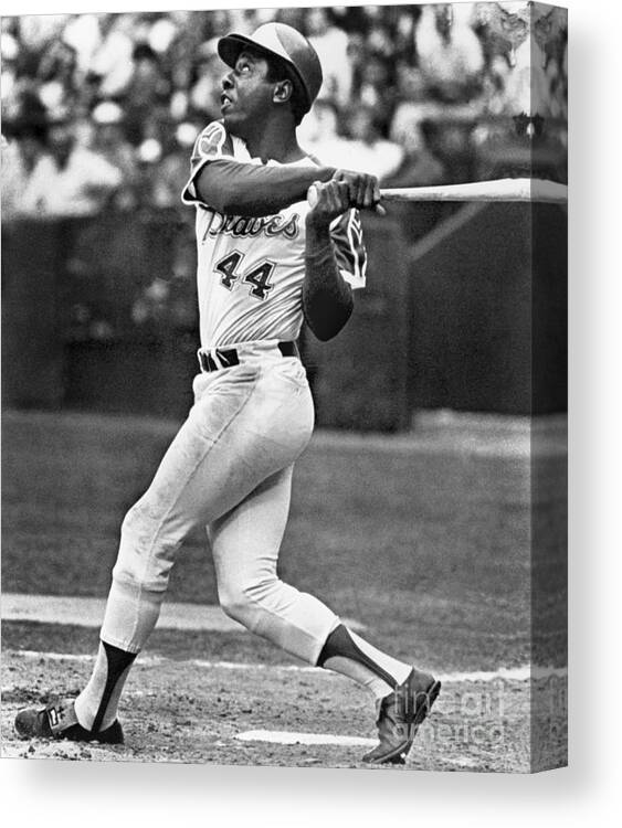 Sports Bat Canvas Print featuring the photograph Hank Aaron by National Baseball Hall Of Fame Library