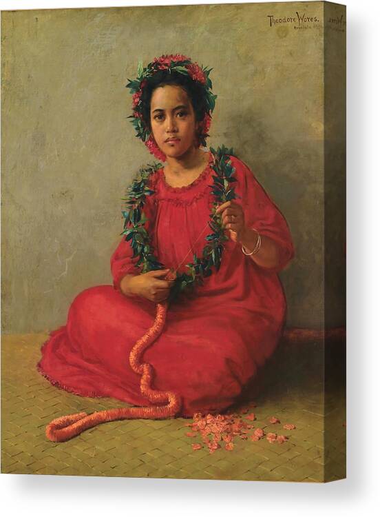 Maker Canvas Print featuring the painting The Lei Maker by Theodore Wores