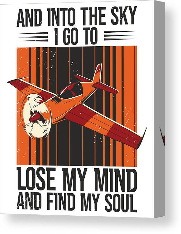 Pilot Canvas Print featuring the digital art And Into The Sky Pilot Flying Airplane Flight Plane Aviation #4 by Toms Tee Store