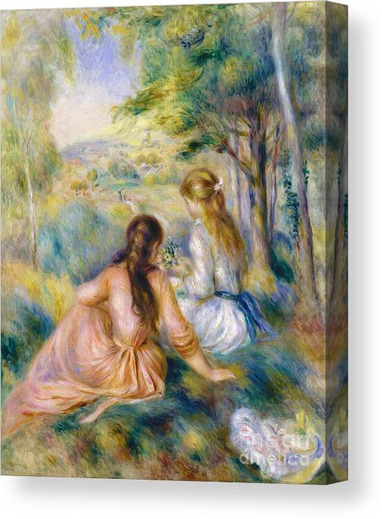 In The Meadow Canvas Print featuring the painting In the Meadow #4 by Pierre-Auguste Renoir