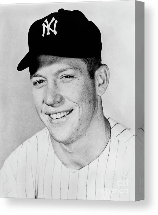 American League Baseball Canvas Print featuring the photograph Mickey Mantle #4 by National Baseball Hall Of Fame Library