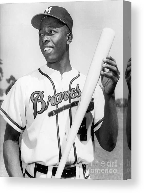 People Canvas Print featuring the photograph Hank Aaron by National Baseball Hall Of Fame Library