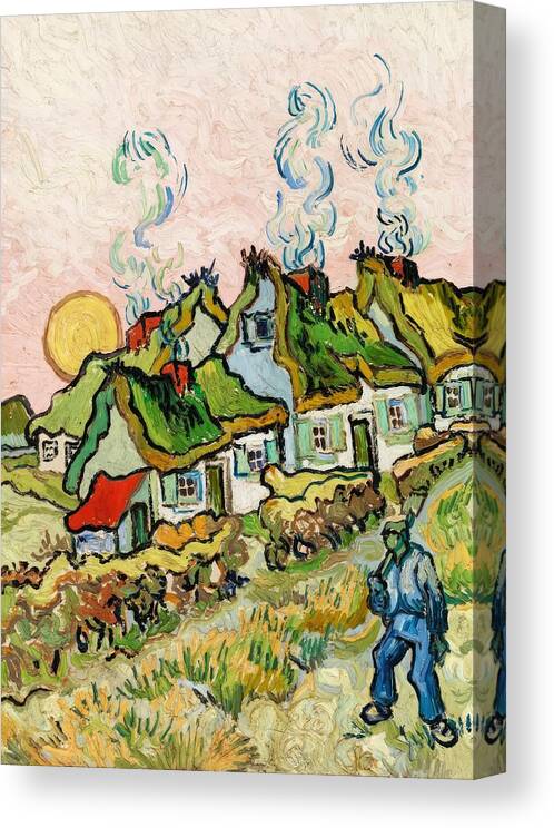 Houses Canvas Print featuring the painting Houses and Figure by Vincent van Gogh by Mango Art