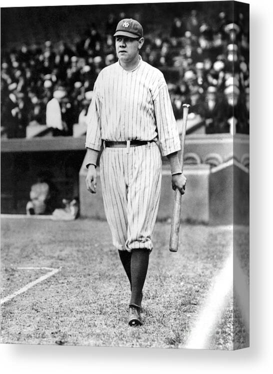 Home Base Canvas Print featuring the photograph Babe Ruth by National Baseball Hall Of Fame Library
