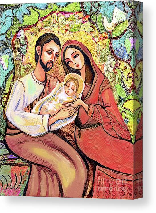 Holy Family Canvas Print featuring the painting A Child is Born by Eva Campbell