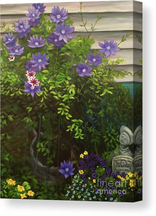 Paintings Canvas Print featuring the painting A Friends Garden by Sherrell Rodgers
