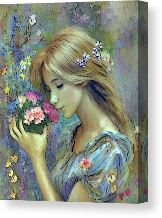 Spring Canvas Print featuring the painting A Handful Of Spring Fragrance by Lisa Kaiser