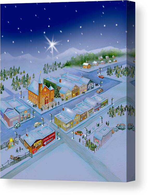 Christmas Canvas Print featuring the painting A Junkman's Christmas Eve by Phyllis London